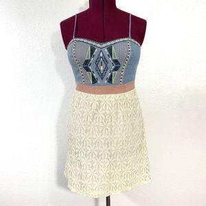 Flying Tomato Embroidered Adjustable Spaghetti Strap Mini Dress Size Medium Wome